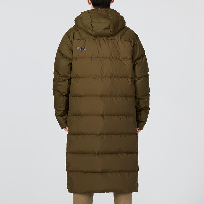 Puma Logo Print Stand Collar Long Hooded Down Jacket Men Outerwear Dark-Green 672435-62
