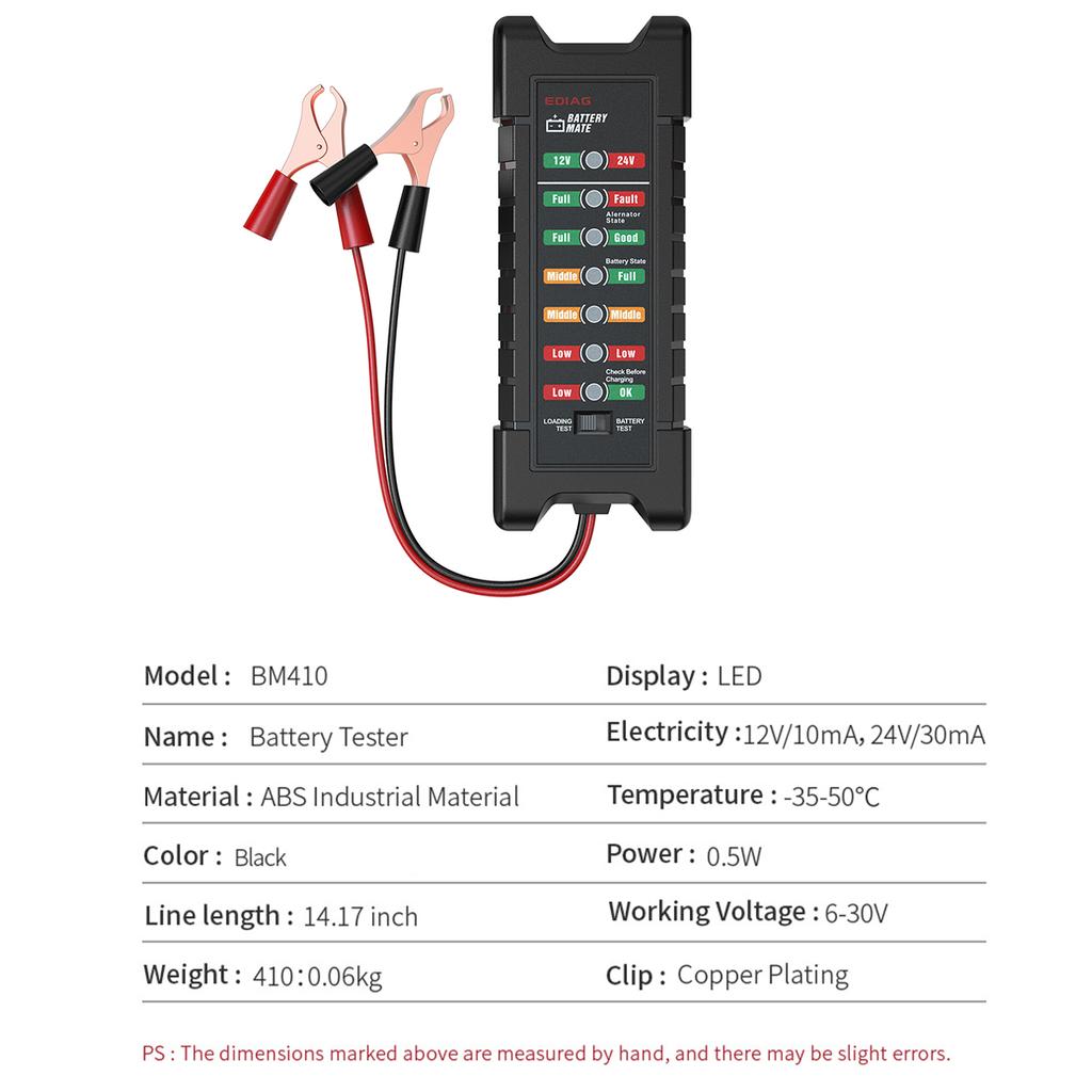 12V 24V Car Smart 11 Lights LED Battery Tester Load Test Reverse Protection Car Motorcycle Alternator Check Battery Voltage Tool