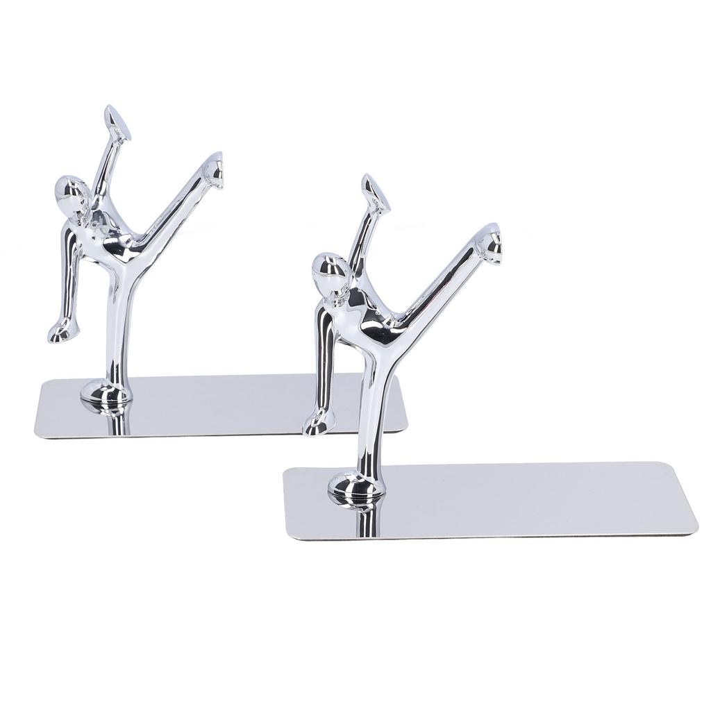 2Pcs Metal Book Ends Unique Men Design Simple Fashionable Decorative Bookends for Home Office Bar