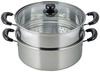 Vense 26cm Two-Tier Steamer with Glass Lid, Induction Compatible, Stainless Steel, VR-8182