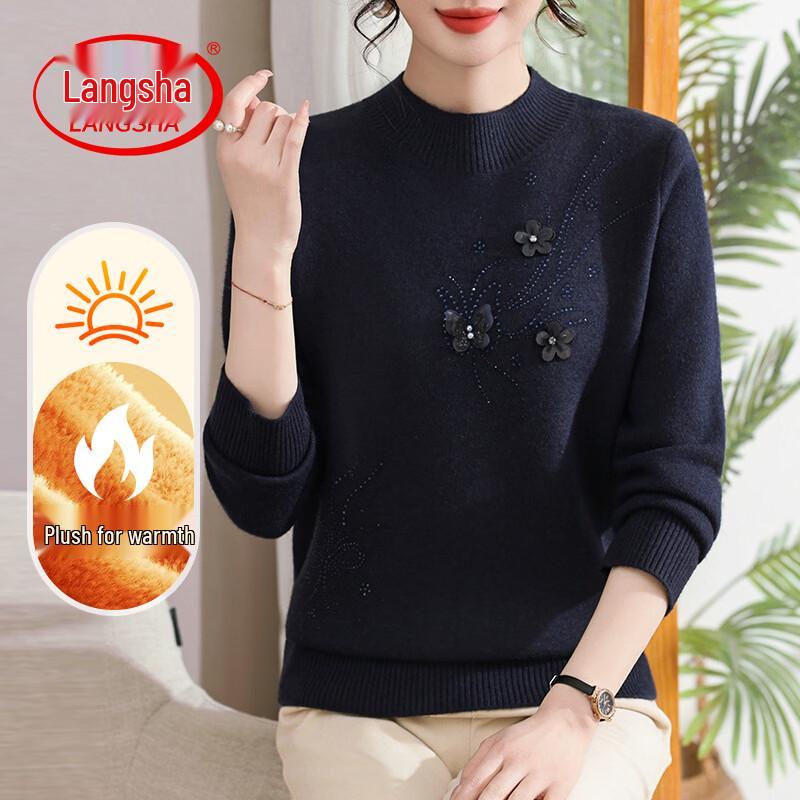 Langsha Women's Thermal Fleece-Lined Knit Pullover