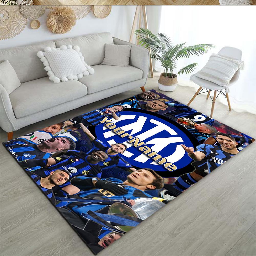 Inter Milan Personalized Name Carpet Design for Kitchen Playrooms Decorate room Dormitory Anti-slip Rug Anime Office Decor Best for Christmas
