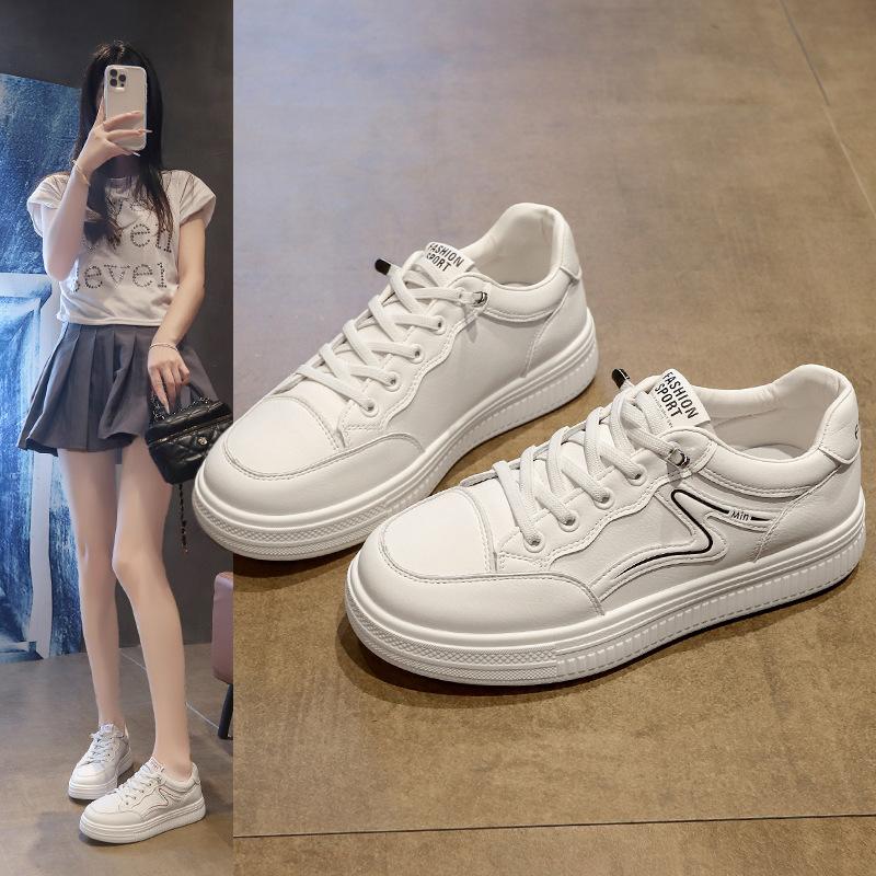 Dexun Little White Shoes Women's Spring 2025 New Popular Versatile Student Flat-soled Sports Shoes Soft-soled Casual Board Shoes