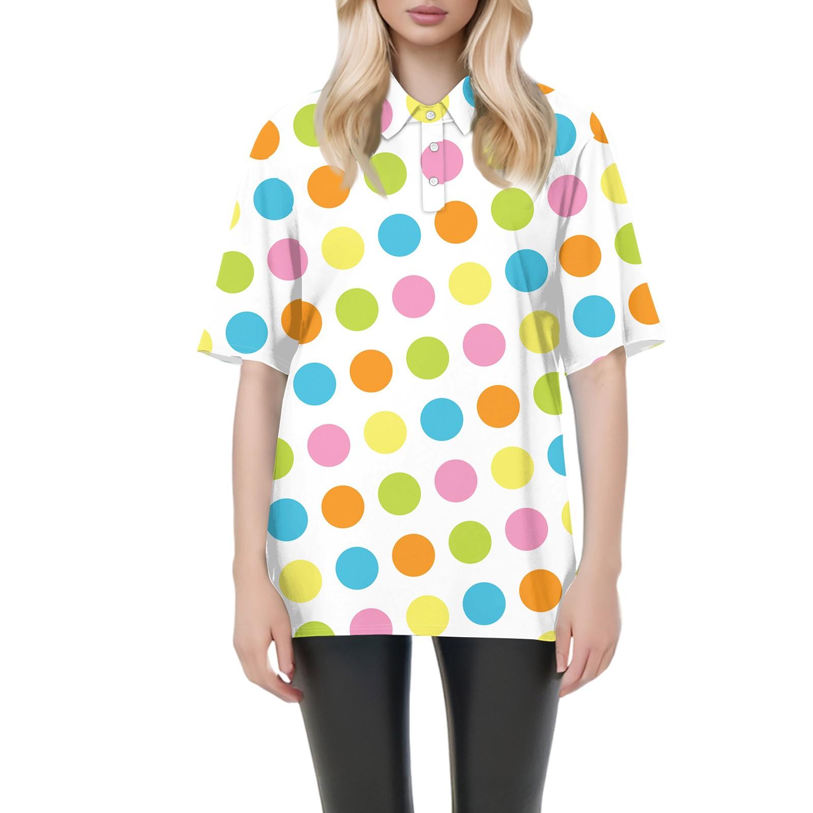 

Женская мода повседневная блузка с коротким рукавом и принтом Пасхи на лацканах S красный