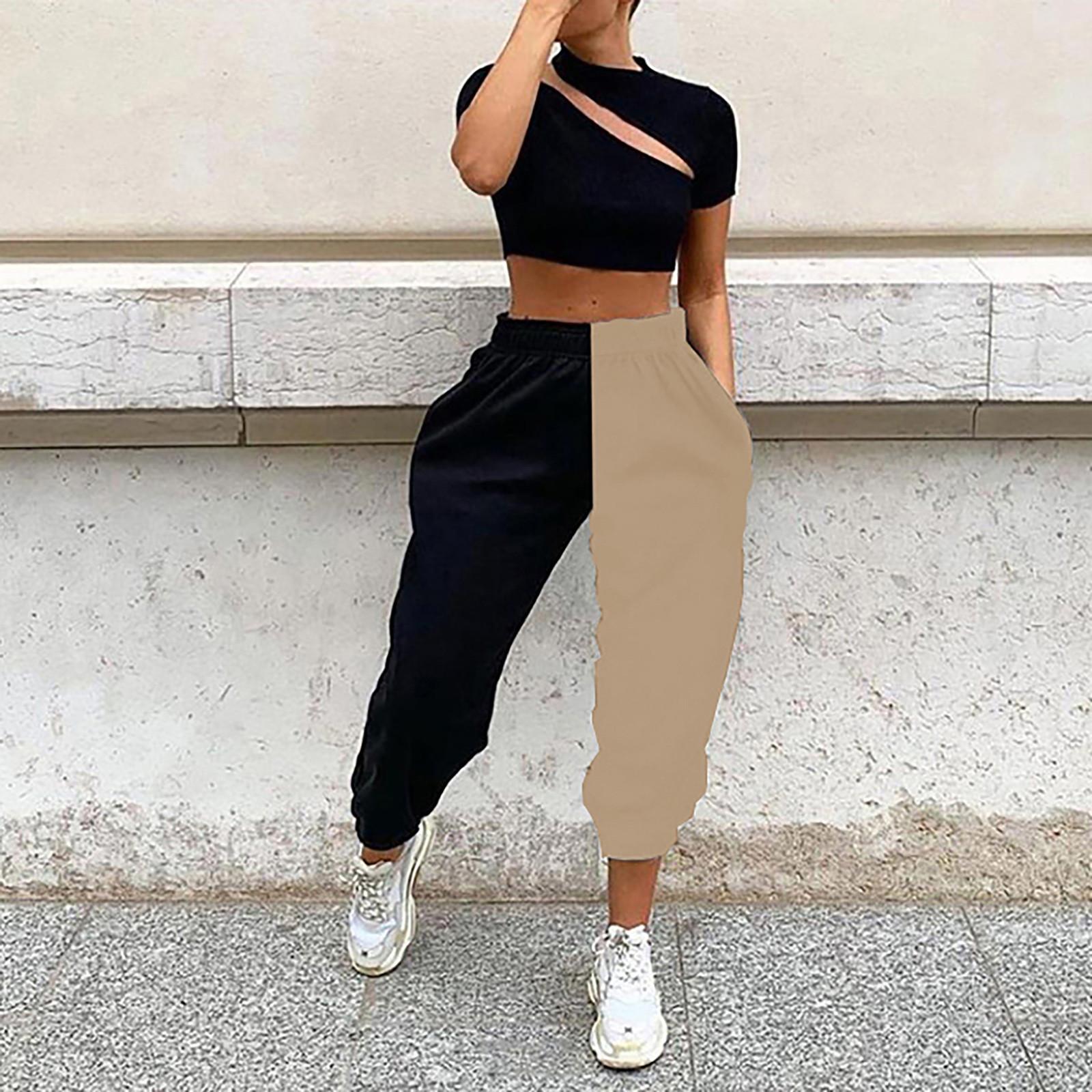 Womens Fashion Casual High Gird Casual Pants Hip Hop Pants Sweatpants S хаки