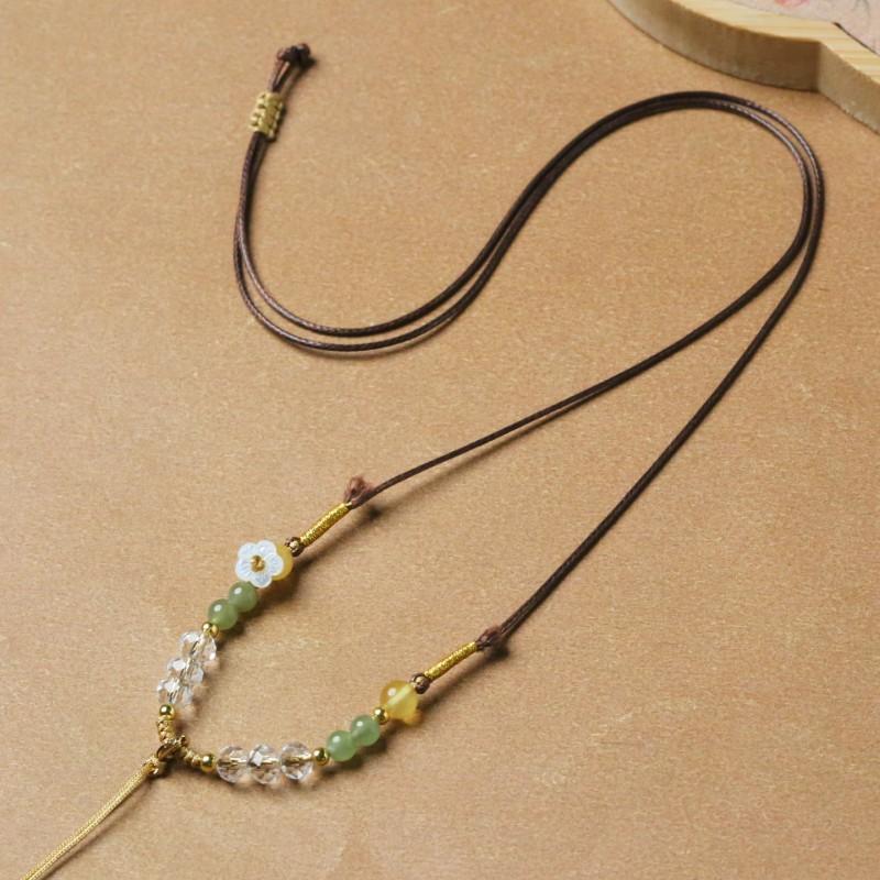 Handwoven Leather Cord Necklace Men Women Jade Pendant Rope Pixiu Guanyin Buddha Charm