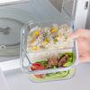 1/2/3 Fack Förtjockad Läckagesäker Mikrovågsugnssäker Matlåda Hög Borosilikatglas Bento-låda Med Lock Lufttäta Matlådor