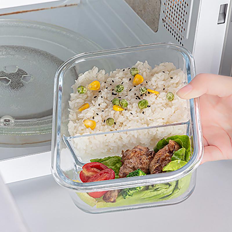 1/2/3 Fack Förtjockad Läckagesäker Mikrovågsugnssäker Matlåda Hög Borosilikatglas Bento-låda Med Lock Lufttäta Matlådor