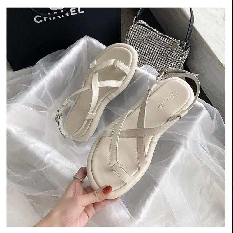Mezzanine Thick-soled Roman Sandals Fairy Wind Ins Summer New Non-slip Soft Sole Versatile Flat Bottom