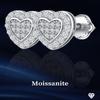 Heart Real Moissanite Women's Stud Earrings 14K White Gold Plated Earring