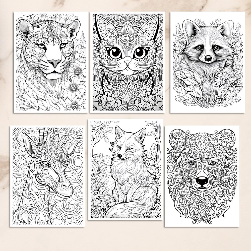 1pc,Animal Coloring Book,Teenagers Coloring Book,25 Different Patterns,100gsm Thick Paper,Stress Relief,Birthday Gift