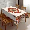 Southwestern Aztec Rusty Red Tablecloth, Tribal Geometric Navajo Rectangular Washable Cover for Home Dining