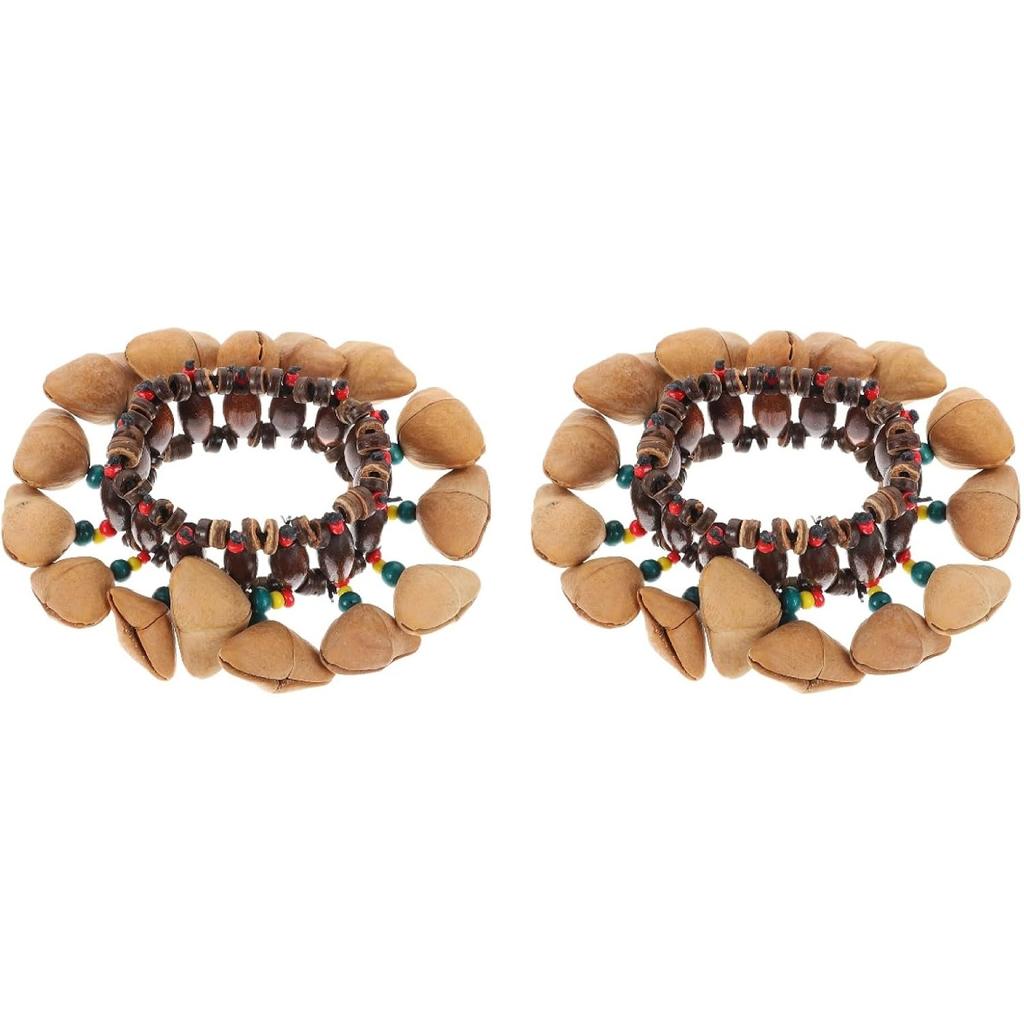 Milisten Tambora Dominicana 2 Pack African Nut Shell Bracelet Musical Instrument Handbell African Nut Bell Bracelet Bracelet, Musical Instrument Drum