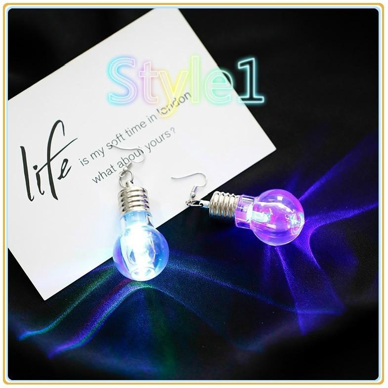 

1Pair Fashion Women Light Up Earring LED Blinking Bulb Ear Hook Dangle Jewelry A pair(Style1) разноцветный