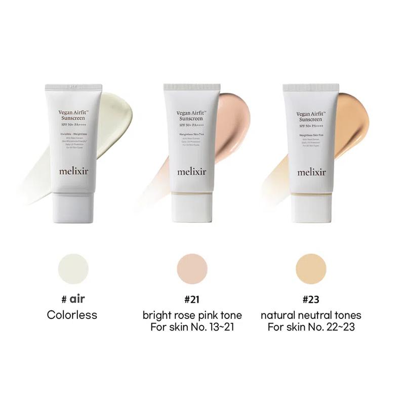 MELIXIR Veganský opalovací krém Airfit™ / 50ml SPF50+ PA++++ 3 typy K-Beauty