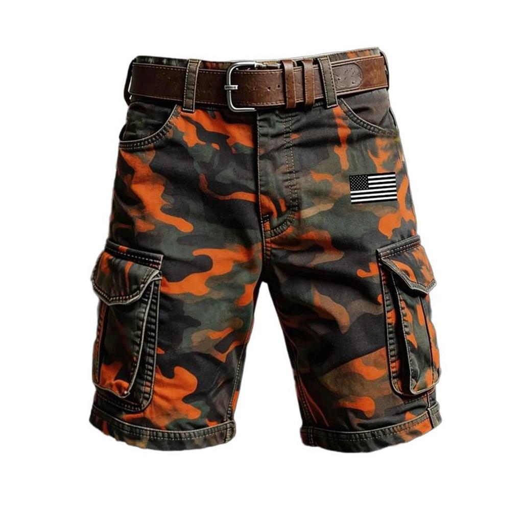 Men's Summer Printed Outdoor Shorts Men's Loose Multi-Pocket Shorts
