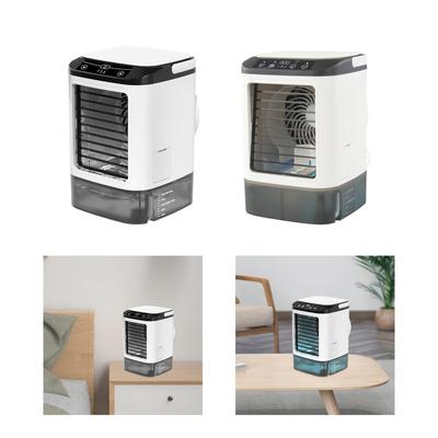 Small Desk Fan USB Rechargeable Desktop Cooling Fan with 7 LED Lights for Desktop Outdoor Dorm Office
