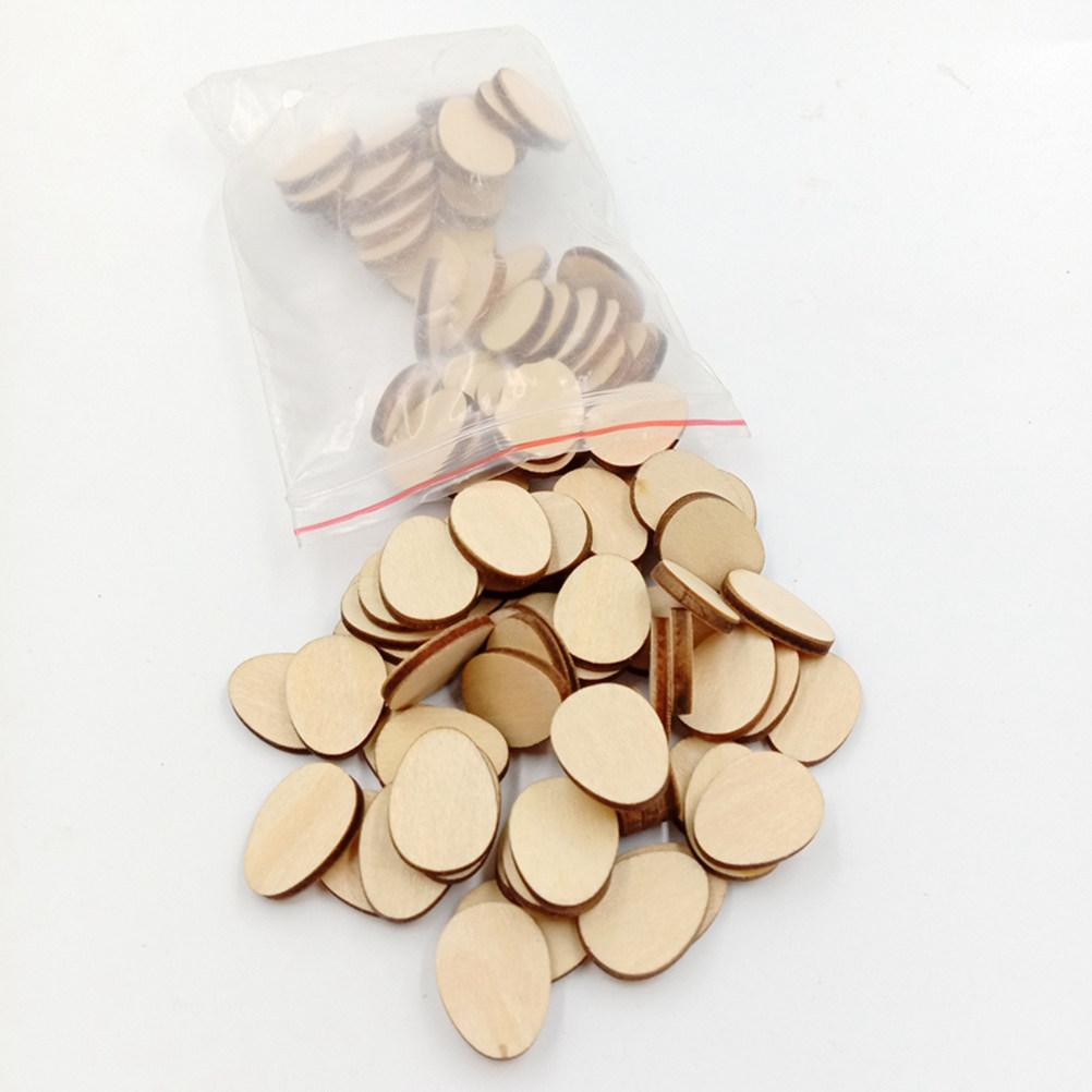 100Pcs Unfinished Egg Shape Lime Wood Craft Cutouts for DIY Signs Tags Christmas Ornaments Nursery Wall Mount Decoration