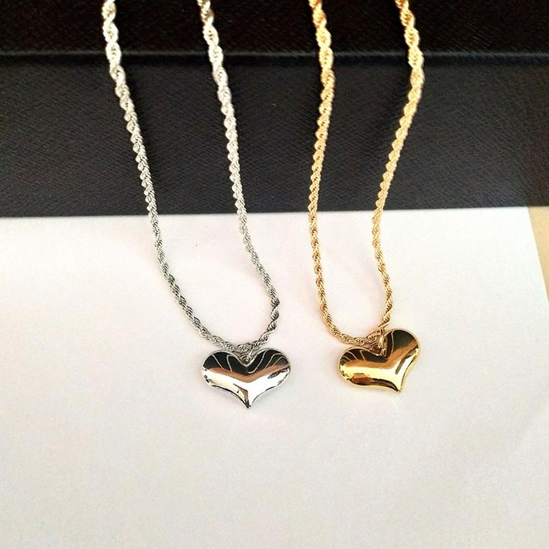 Sweet Heart Pendant Necklace Fashion Statement Choker Simple Braided Rope Collar Necklace Party Jewelry Clavicle Chain