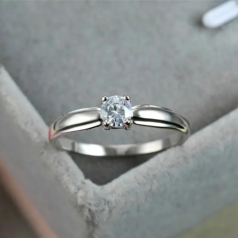 

CAOSHI Single Round Cubic Zircon Rings for Women Trendy Temperament Engagement Wedding Accessories Simple versatile Zircon Gift 10