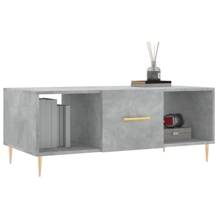 VidaXL Table basse gris béton 102x50x40 cm bois d'ingénierie 829288
