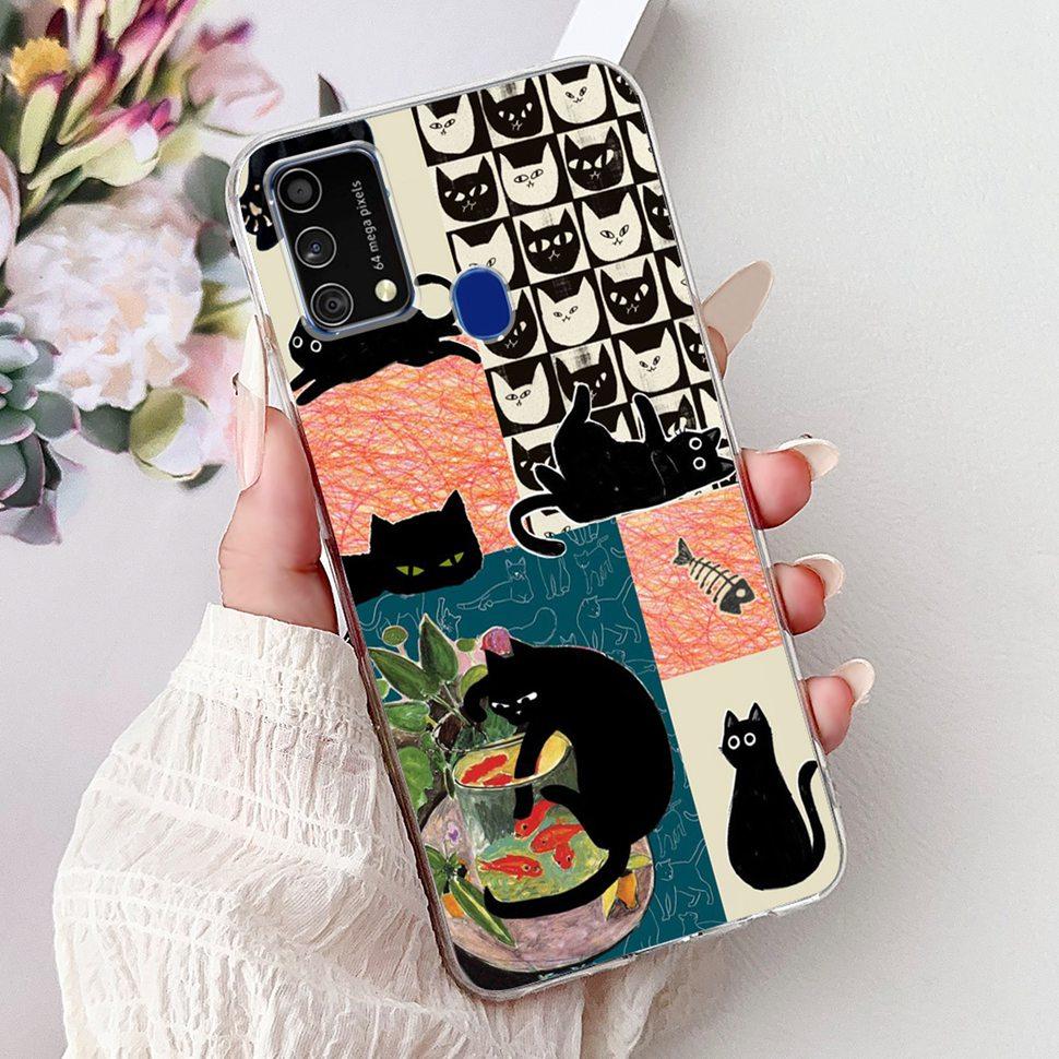 Cute Cat Caroon Cover For Samsung Galaxy A21s Case Soft Silicone Fundas Phone Cases For Samsung A 21s  A21s SM-A217F Full Bumper