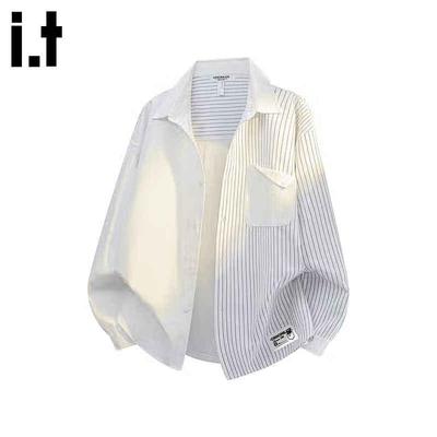 CHOCOOLATEit Men's Japanese Style Striped Casual Long Sleeve Shirt