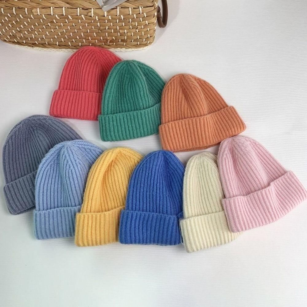 Candy Color Beanie Cap Solid Color Skullies Beanies Fashion Kids Beanie Hat Autumn Winter