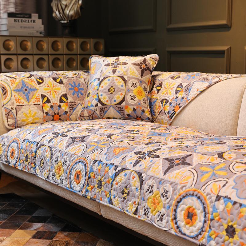 Sofakissen aus Baumwolle, mediterranes Wohnzimmer, Ganzjahres-Sitzkissen, rutschfester Bezug