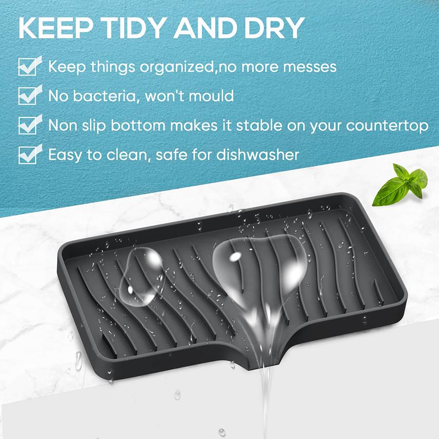 Silicone Kitchen Mat Sink Drain Mat Kitchen Cutlery Tray Diversion Type Non-punched Soap Box Bathroom Storage