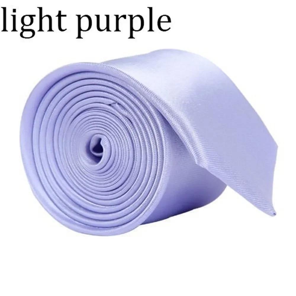 

Высококачественные однотонные 100% полиэстеровые шелковые галстуки ручной работы для мужчин, полосатый узкий воротник, тонкий кашемировый повседневный галстук, аксессуары lightpurple