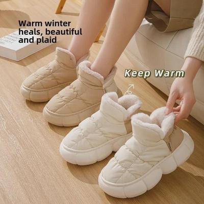 Damenstiefel aus Baumwollplüsch mit dicker Sohle: Rutschfest, wasserdicht, warm, perfekt für den Außen- und Innenbereich im Winter.