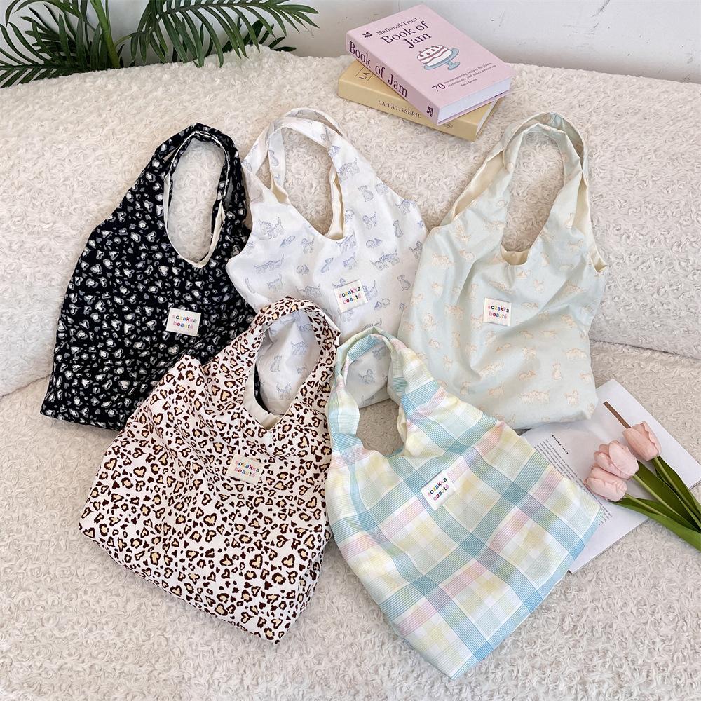 New Lazy Sweet Plaid Shoulder Shopping Bag Casual Commuter Vest Bag Tote Bag