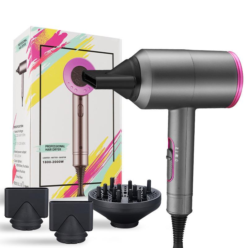 Professional Hair Dryer Cold and Hot Powerful Wind 2000W Anion Blow DC Motor with 3 Concentrator Negative Ions Styling Tools