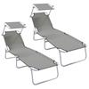 Sun Lounger 2 Pcs Gray 58 X 188 X 77 Cm Polyester
