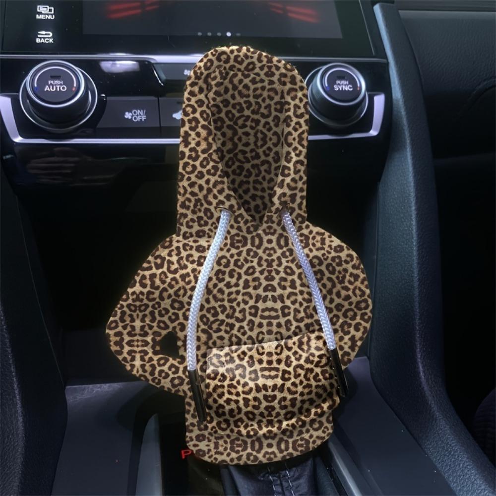 

1 мини-симпатичный свитер с леопардовым принтом с перчатками на рычаг переключения передач, свитер с пыльником на рычаг переключения передач, стильный интерьер автомобиля