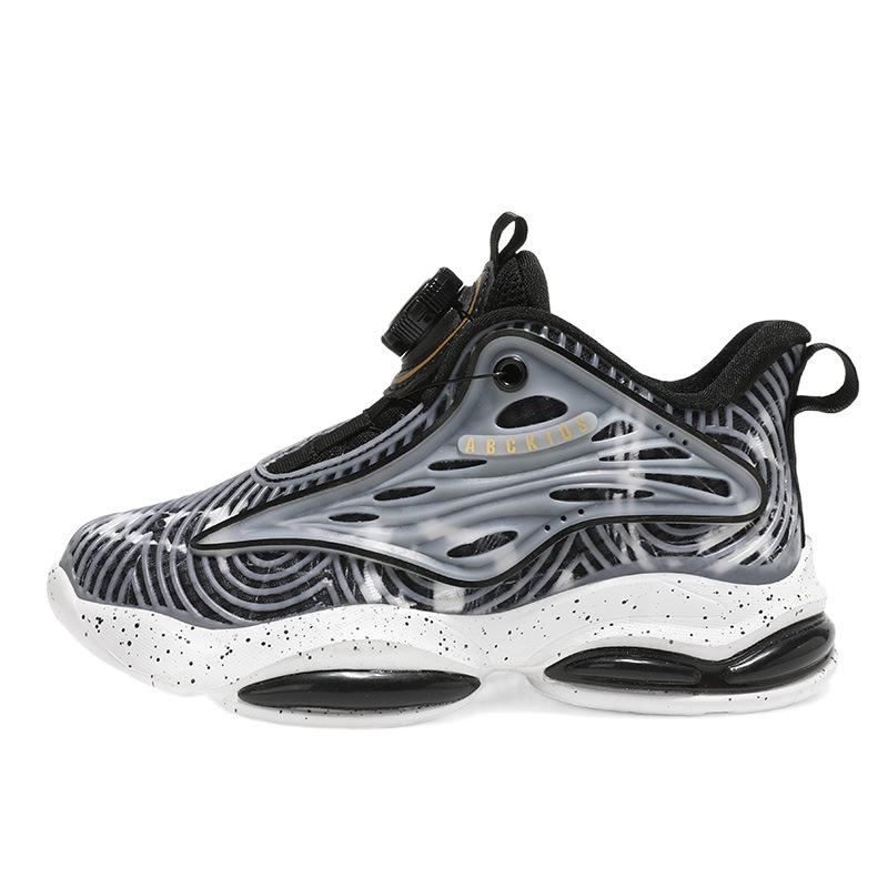 2025 New Boys Sneakers Spring and Autumn Middle and Older Children Lightweight Soft Sole Rotating Buckle Boys Versatile Breathable Basketball Shoes