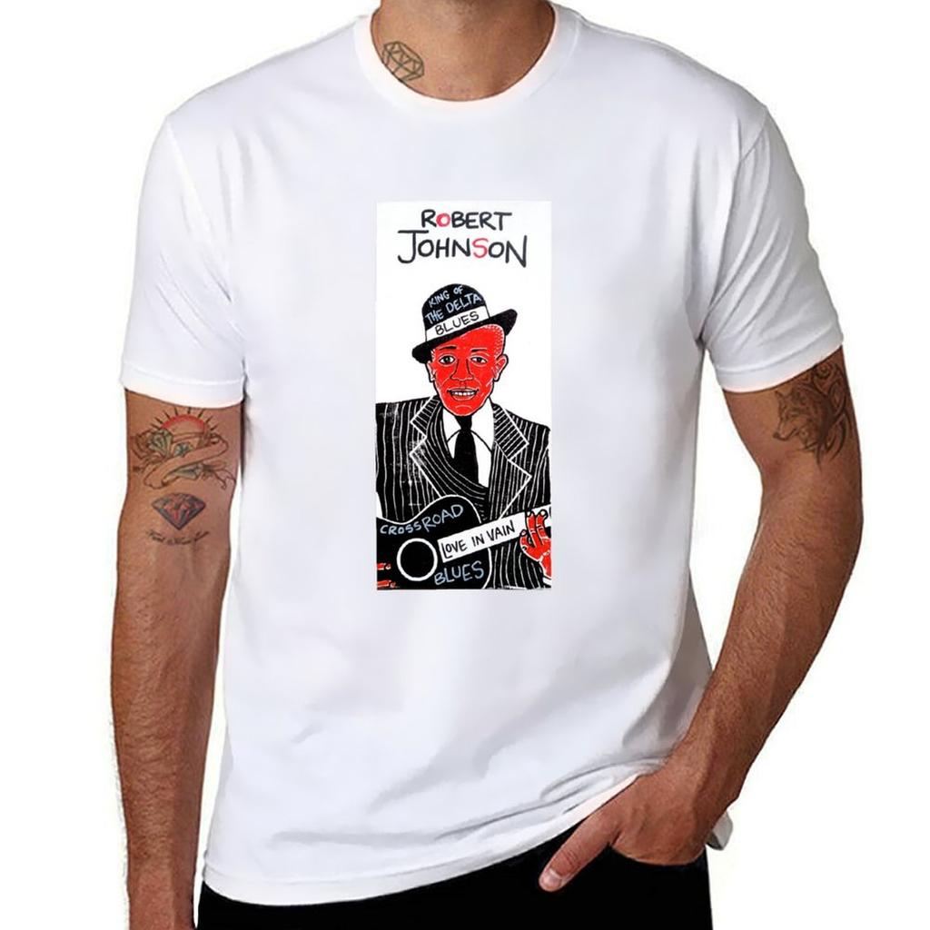Robert Johnson Blues Folk Art TShirt Plus Size Workout Short Sleeve Top