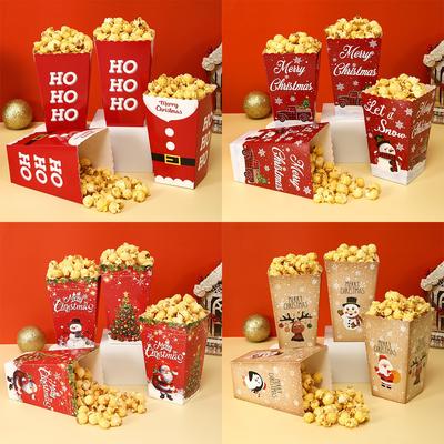 Christmas Popcorn Box Candy Snack Cookies Xmas Favor Bag Christmas Decorations for Home 2026 Navidad Noel Gifts New Year 2026