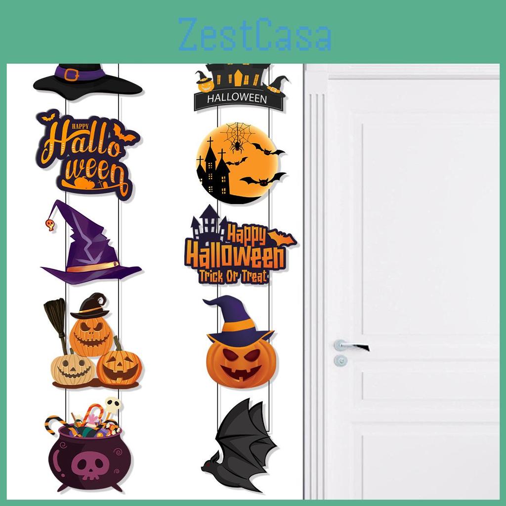 Halloween Door Scene Setter With Paper Pumpkin And Bat For Trickortreat And Party Atmosphere
