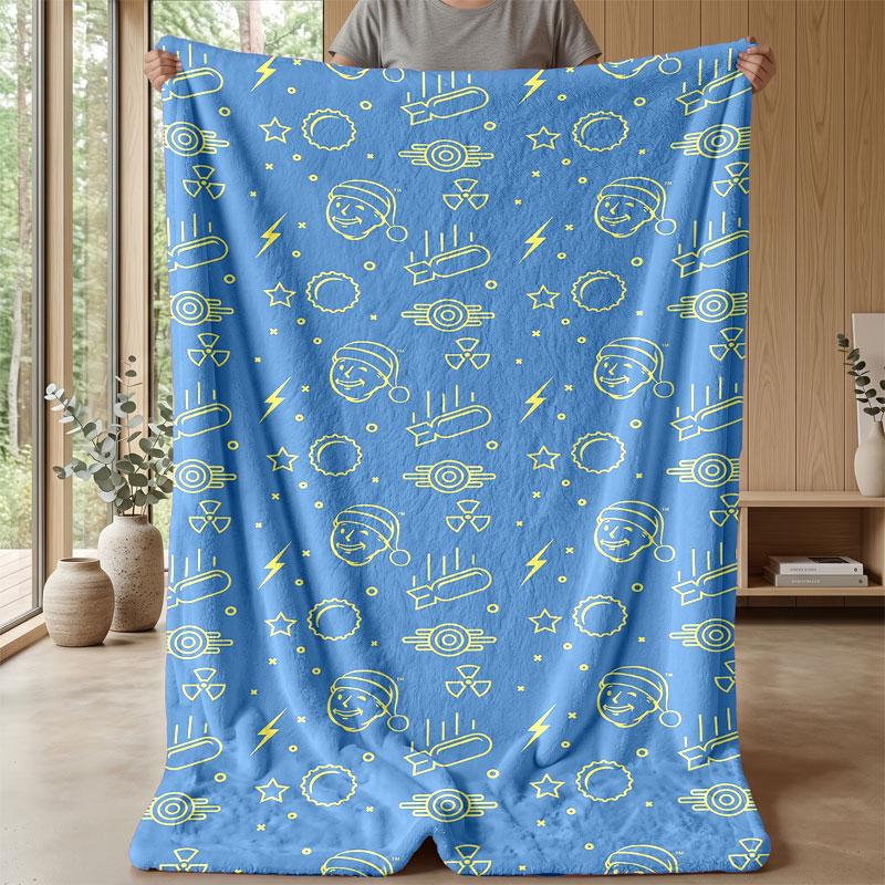 Soft Flannel Blanket Lightweight Cozy Bedroom Living Room CoverFallout Vault Boy