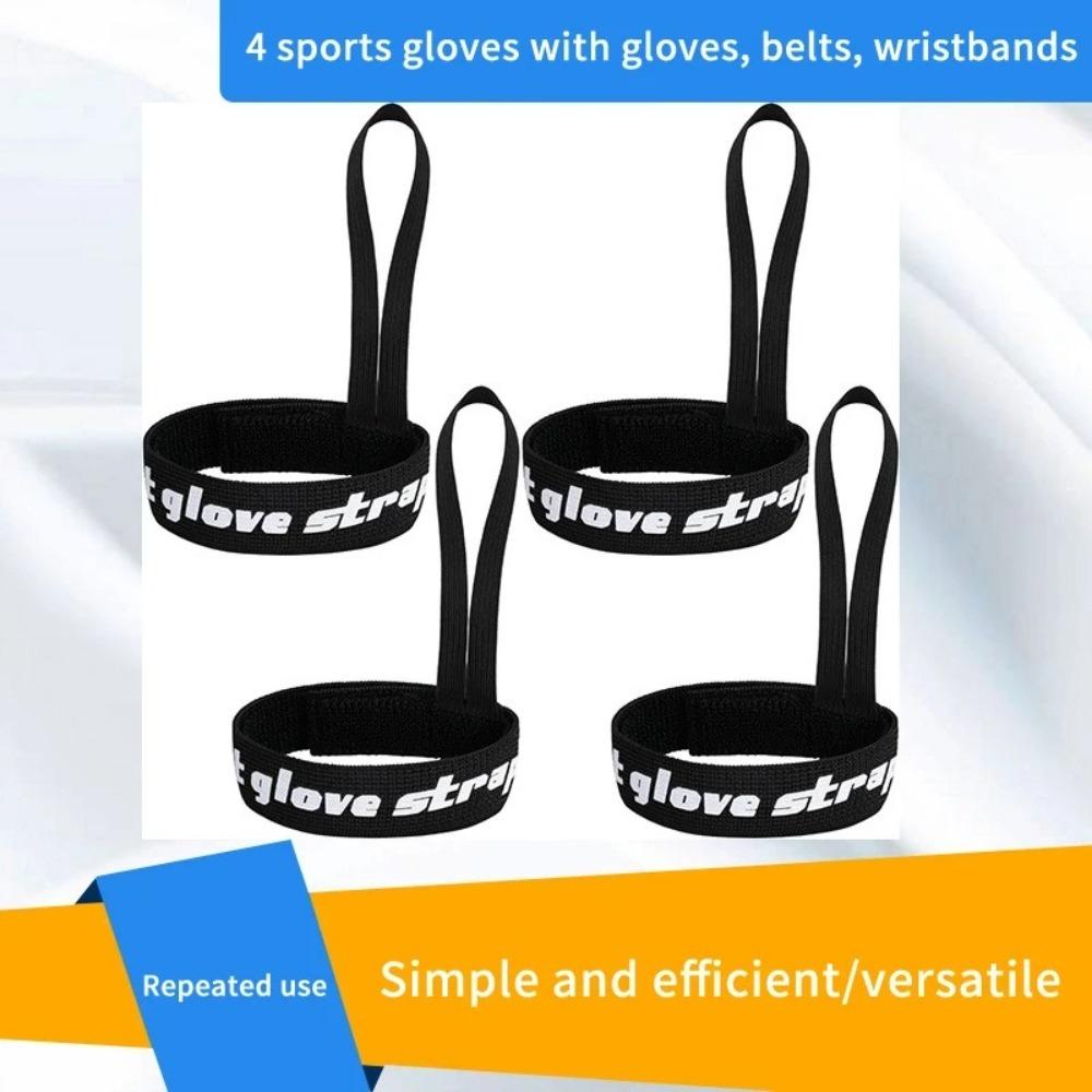4 Pcs Adjustable Glove Holder Black Wrist Leash  For Snowboard Ski Mountaineering