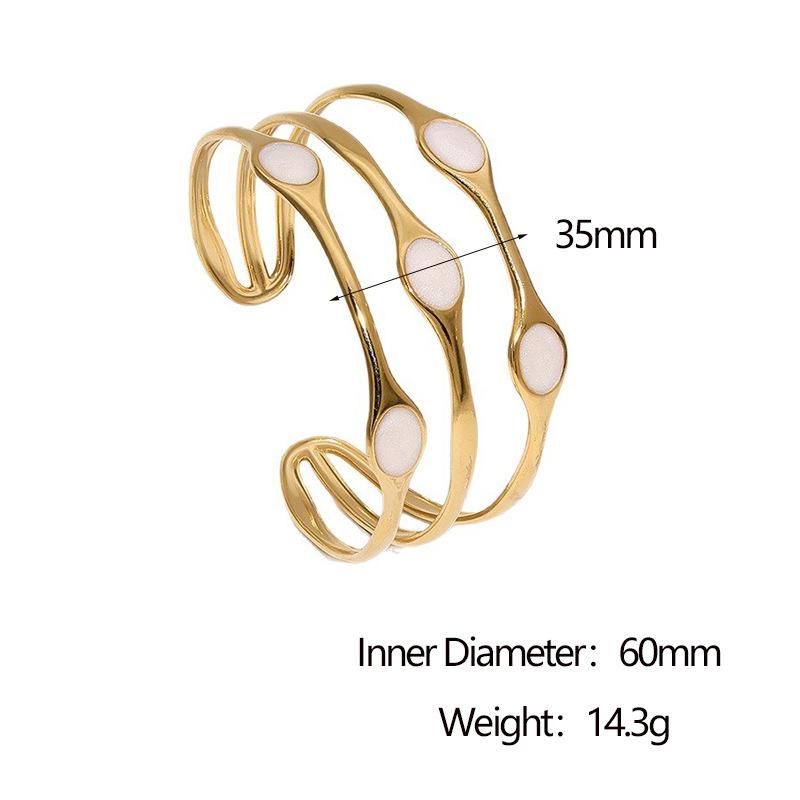 Non-tarnish Luxury New Stainless Steel Open Bracelet Niche High-end 18k Gold-plated Oil Dripping Does Not Fade Jewelry Women