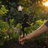 Solar Powered Fairy Silhouette Garden Stake Lights Set of 2 Outdoor Decorative Hexagonal Lamp Posts for Yard Pathway Lawn Lighting