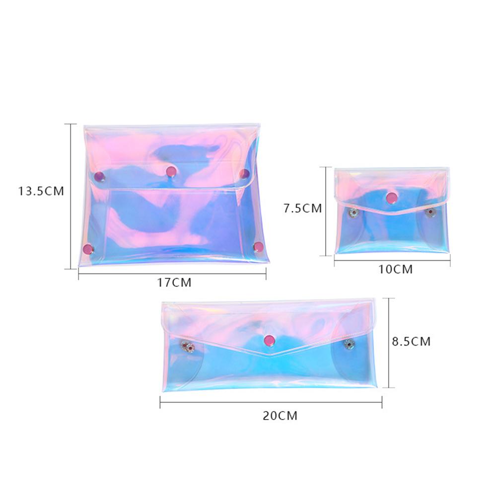 Laser Pouch Makeup Bag Pencil Case 3 Sizes Waterproof PVC Cosmetic Organizer Stationery Storage Bag