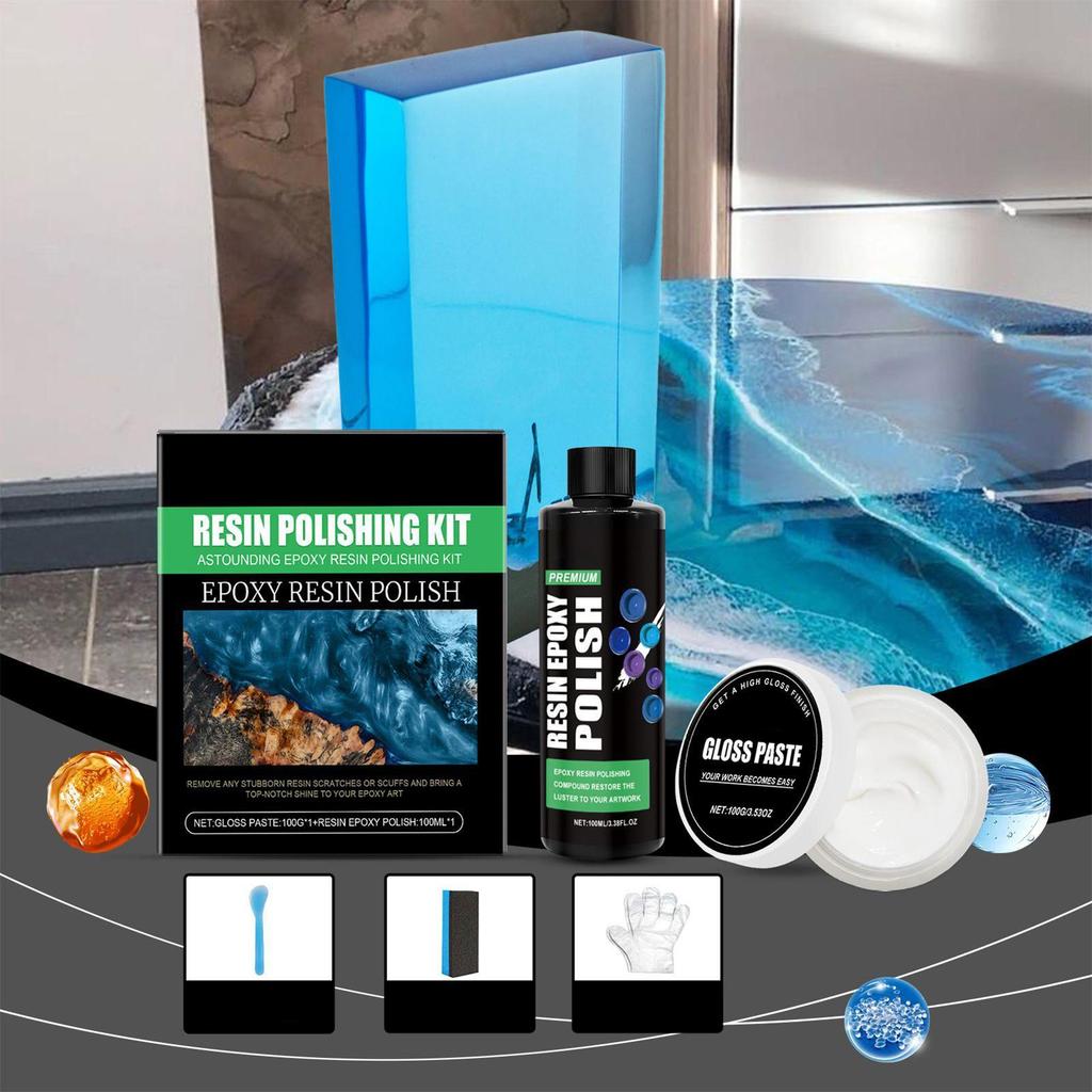 1 Set Epoxy Resin Polishing Kit High Gloss Finishing Compound for Scratch Removal & Restoration On Tables, Artwork, DIY Projects