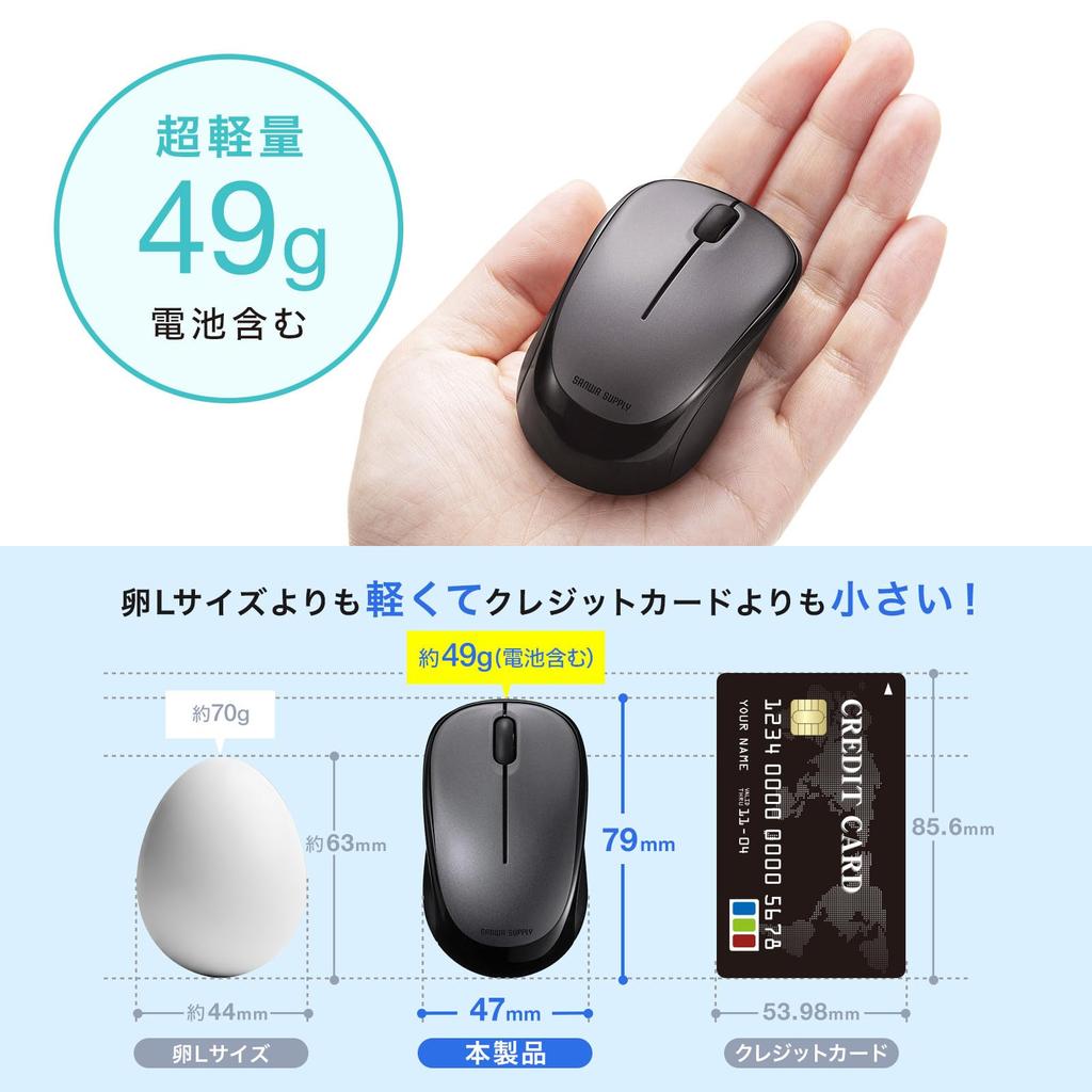 Sanwa Supply Silent Bluetooth Blue LED Mouse (Dark Silver) MA-BBS311DSN