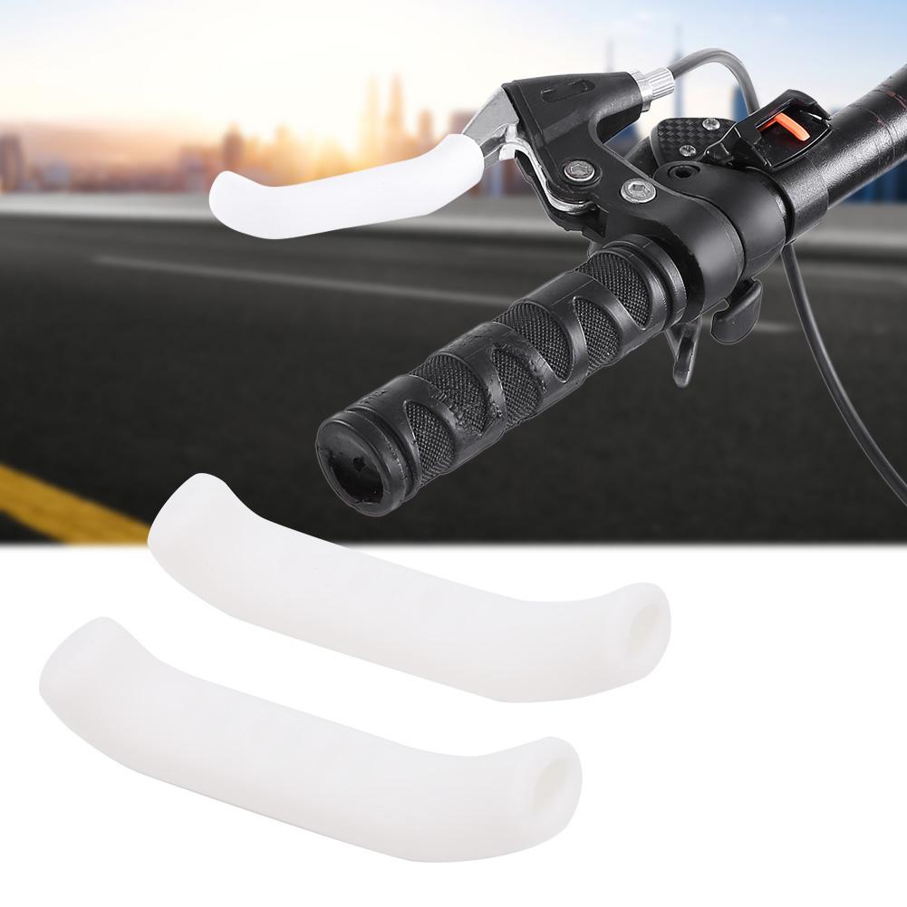 2 Bucăți Mâner Frână Silicon Mountain Bike Manetă Frână Capac Alb