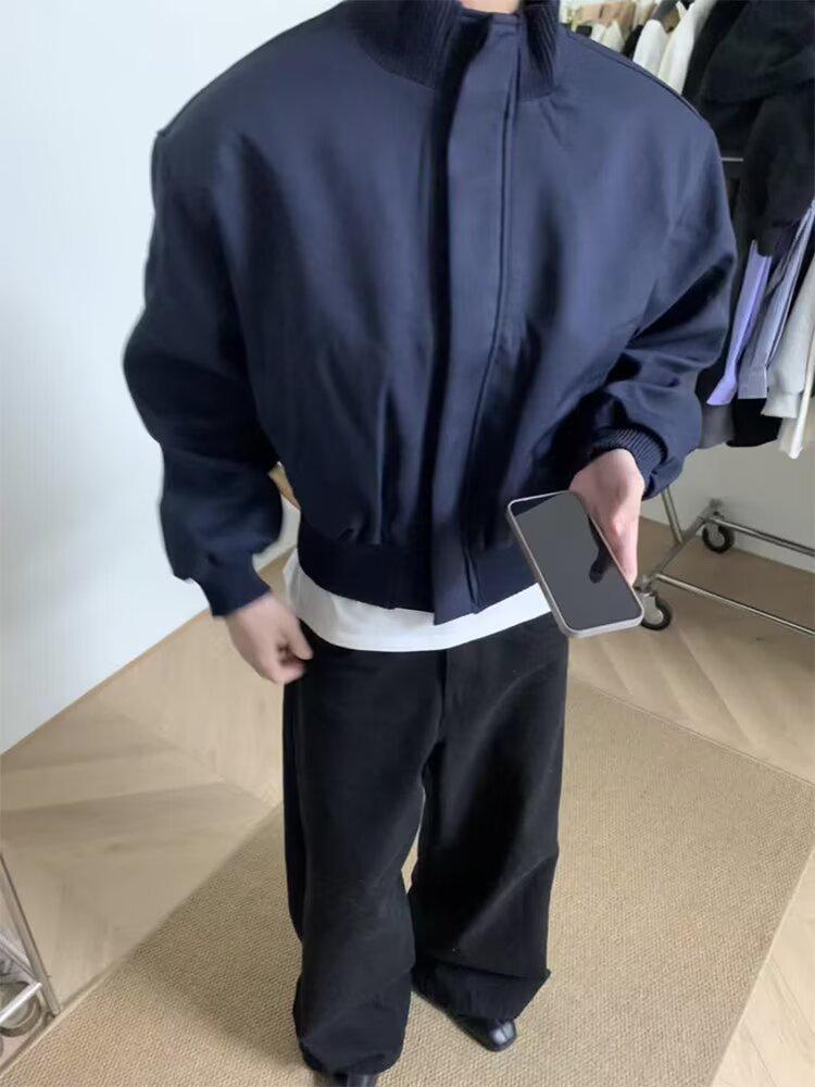 Męska pikowana kurtka bomberka Harajuku 2025 - Wysokiej klasy casualowy kołnierz stojący na wiosnę/jesień