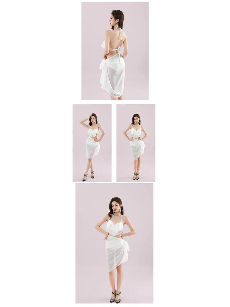 Dámská černá sexy bikiny halter třídílná plavková souprava na pláž 2025